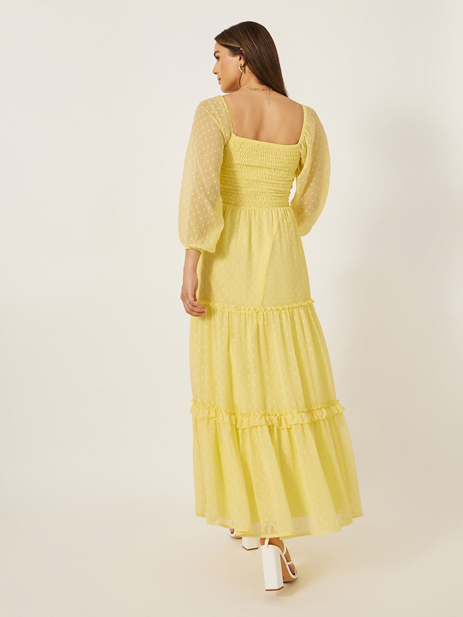 white christmas dresses Coffee Brown Dobby Tiered Maxi Dress main image 1