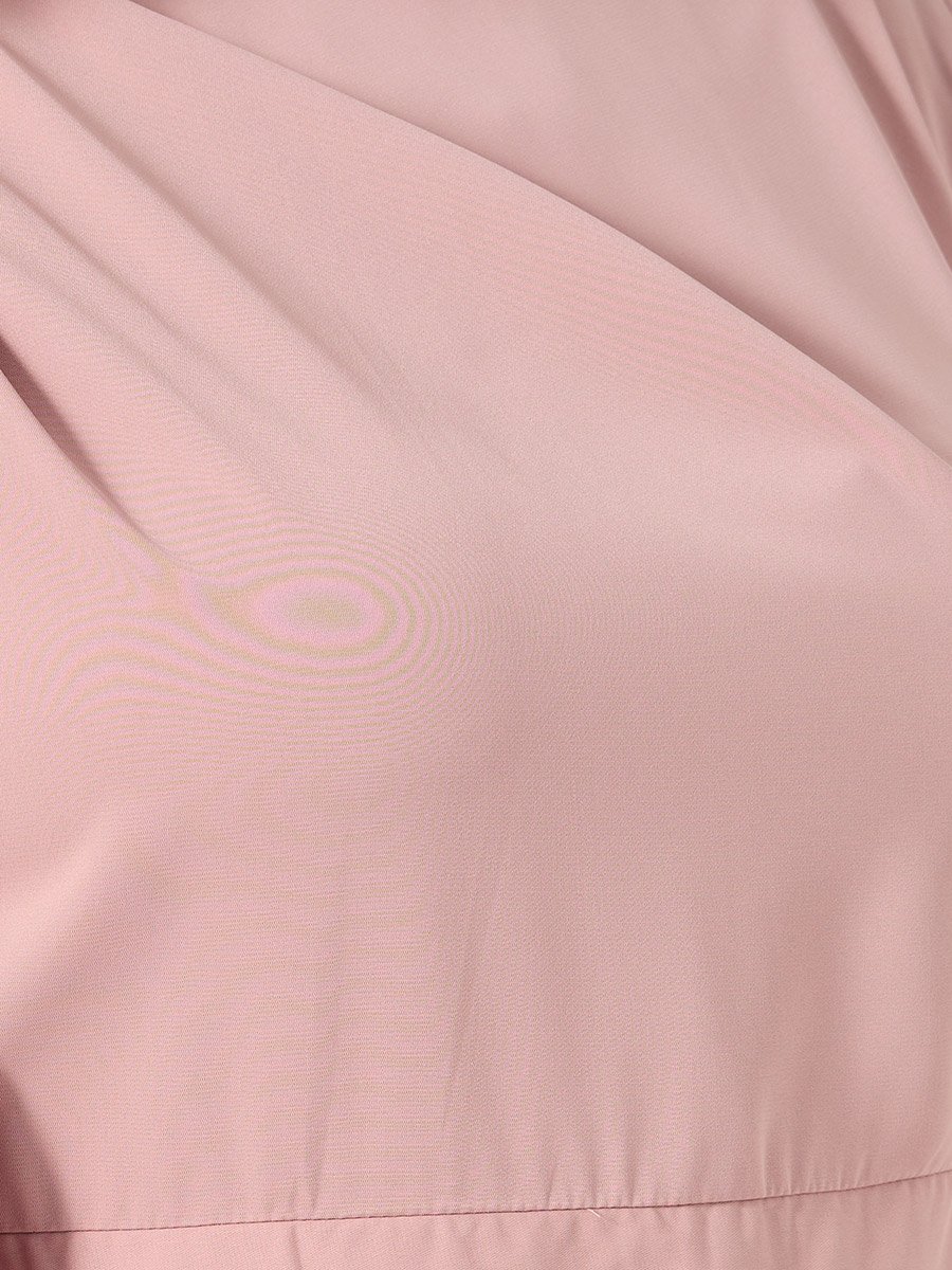 Plus Pink Midi Dress with Shoulder Bow Detail