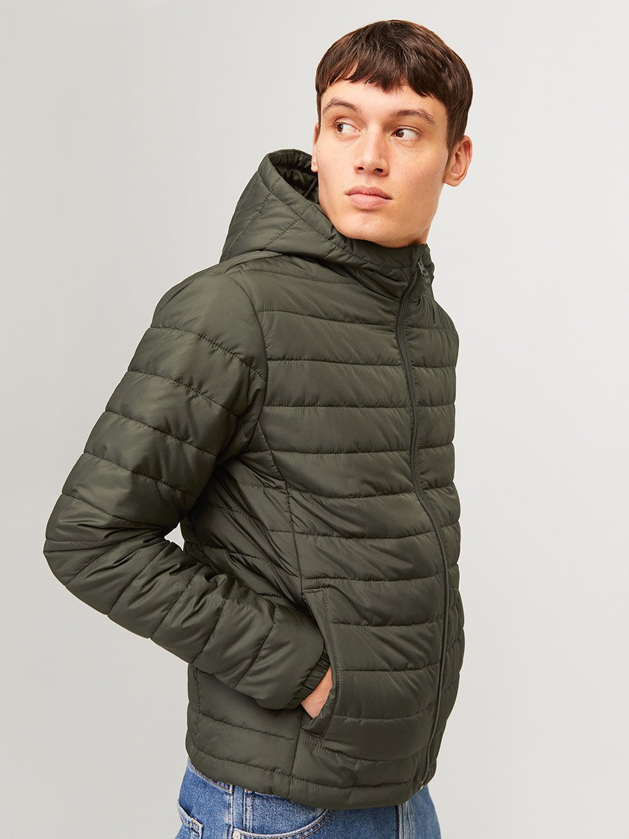 Hooded Puffer Jacket with Front Zip
