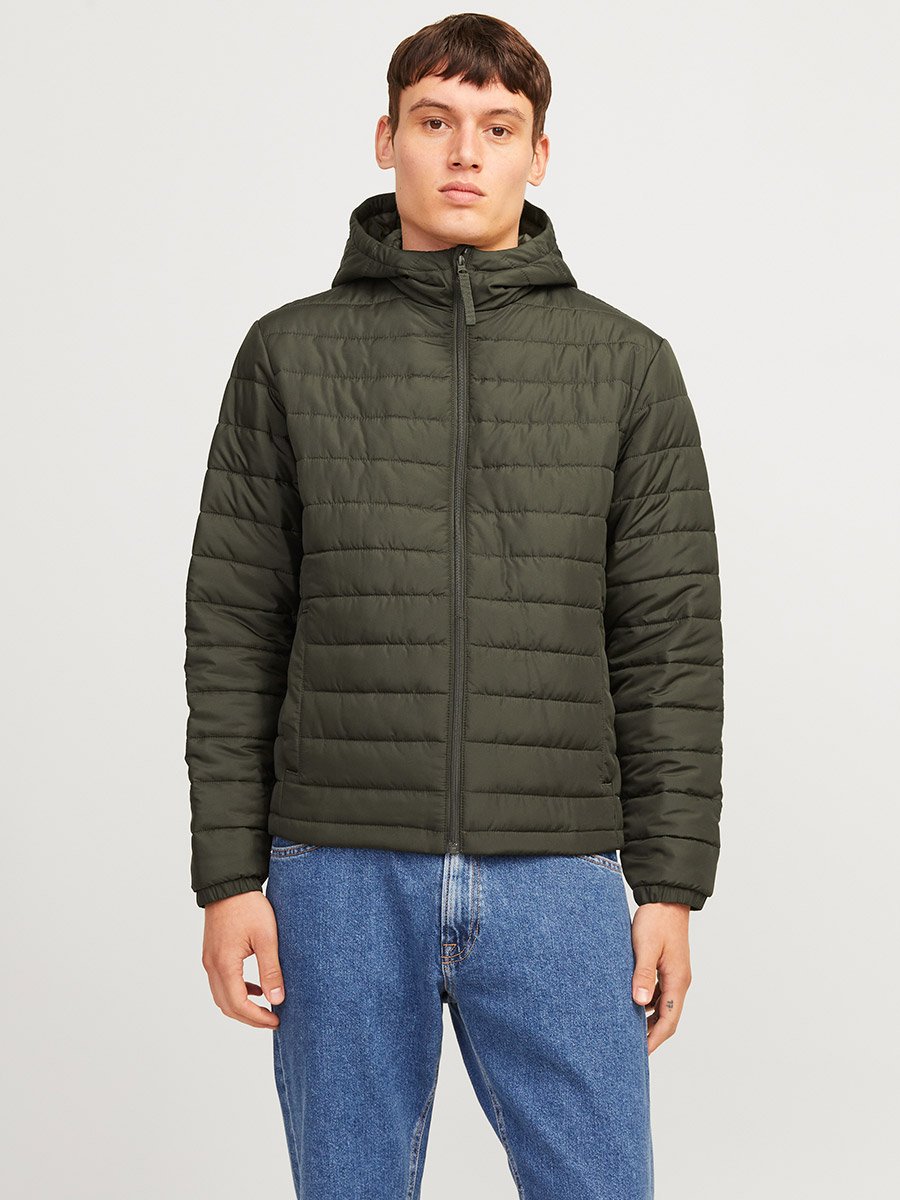 Hooded Puffer Jacket with Front Zip