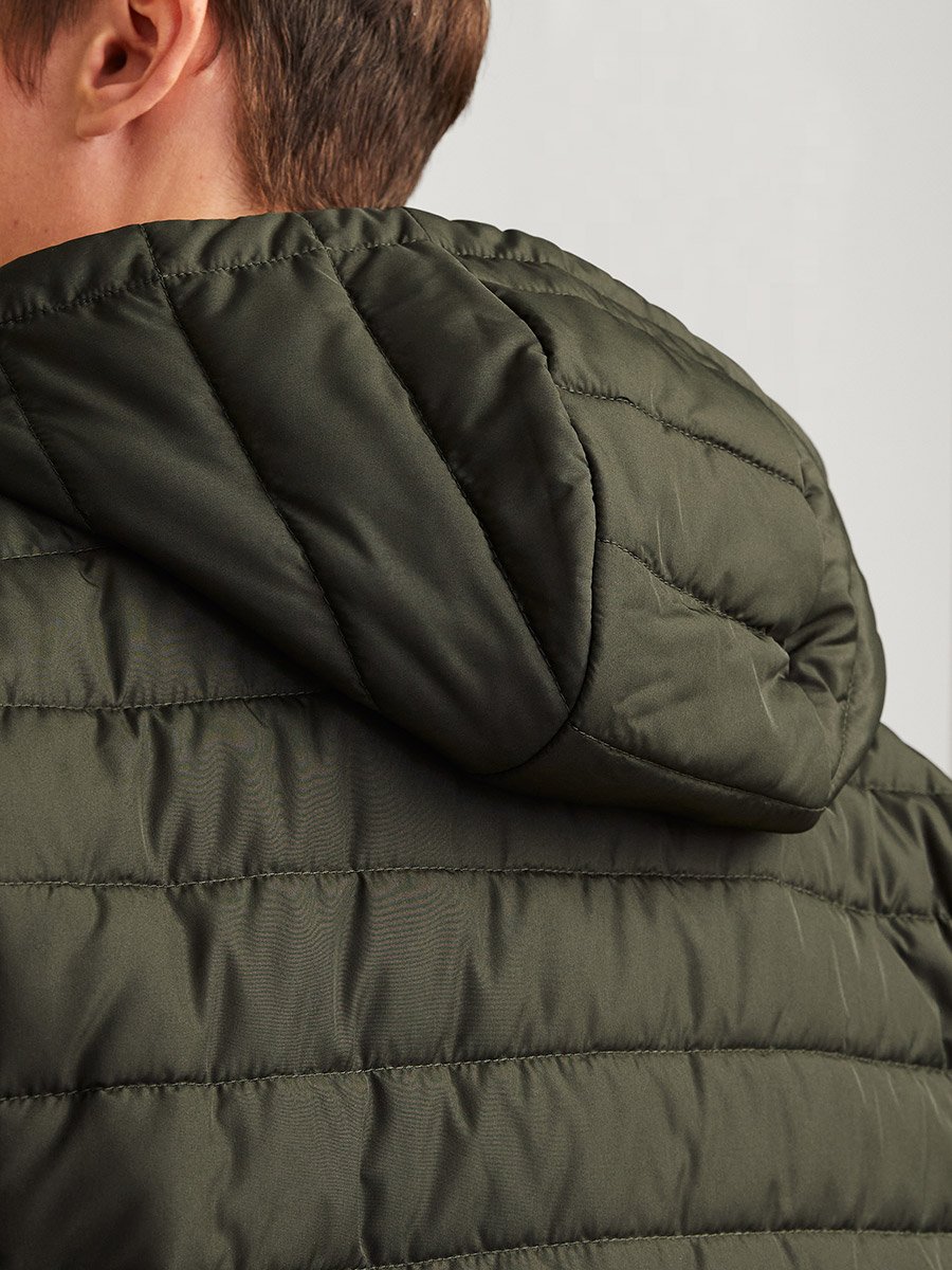 Hooded Puffer Jacket with Front Zip