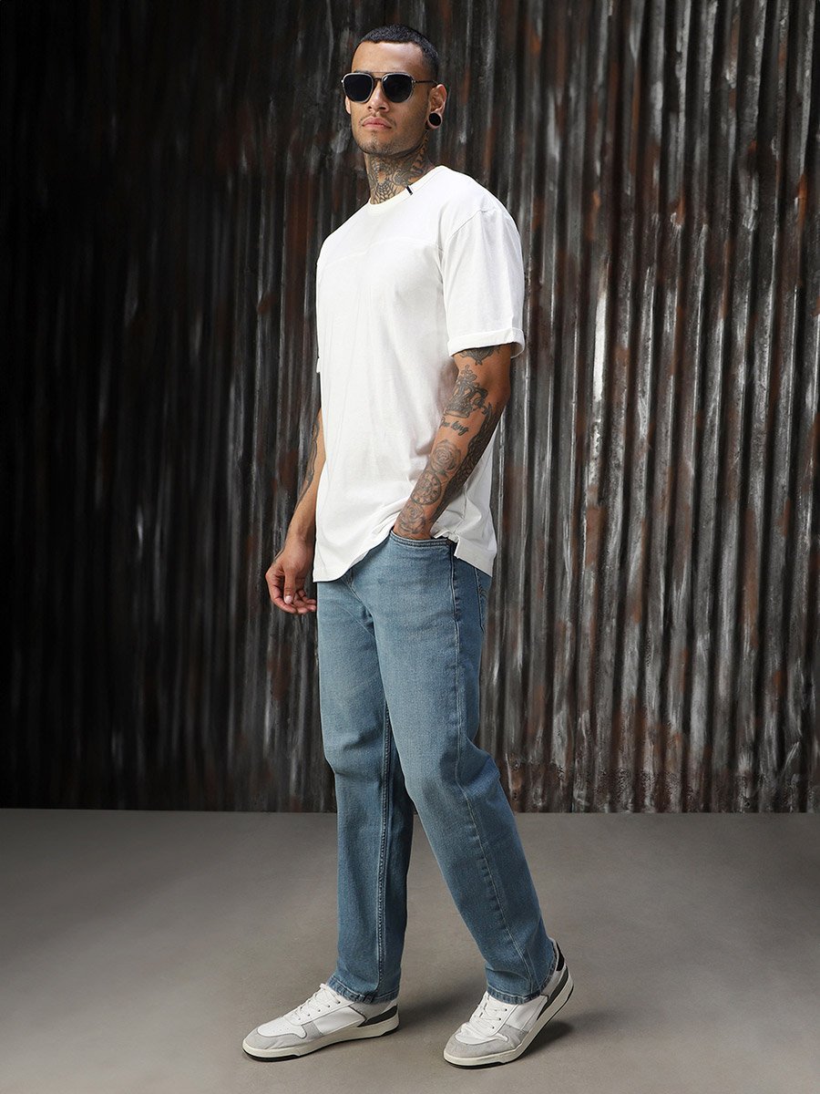 Solid Cotton Relaxed Fit Round Neck T-Shirt