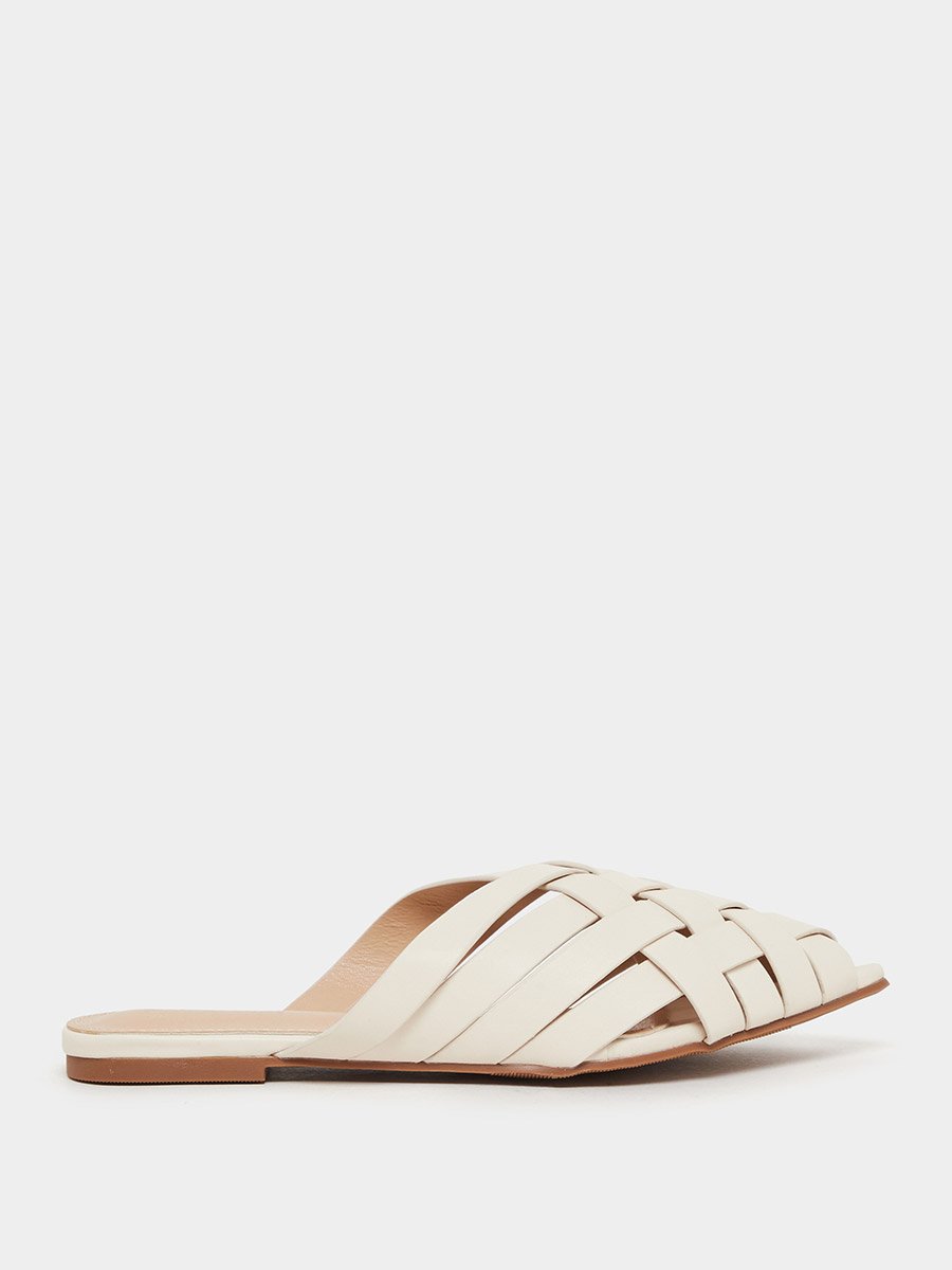 Multi Strap Pointed Toe Slip On Mules