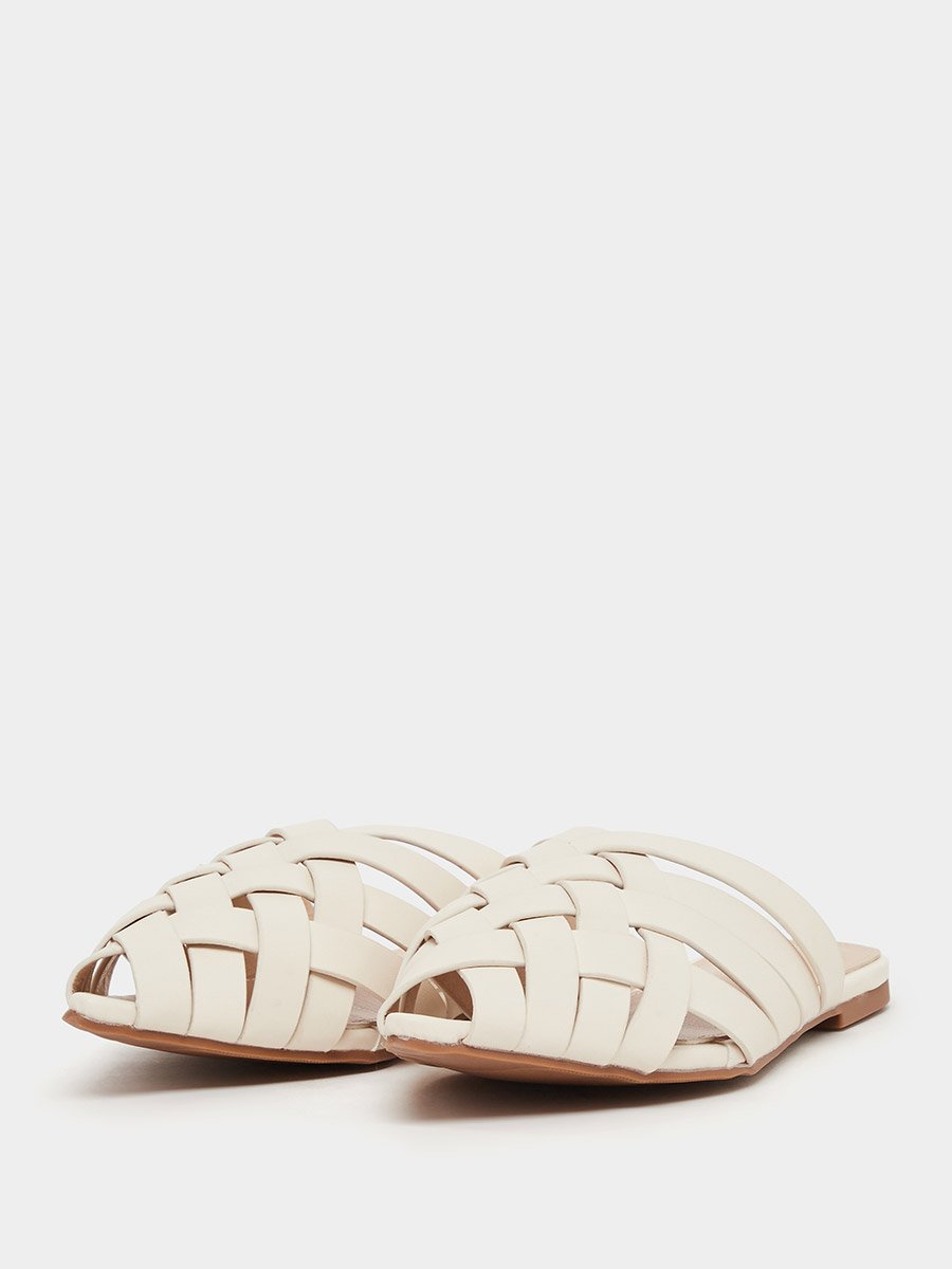 Multi Strap Pointed Toe Slip On Mules