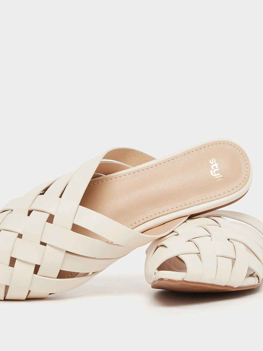 Multi Strap Pointed Toe Slip On Mules
