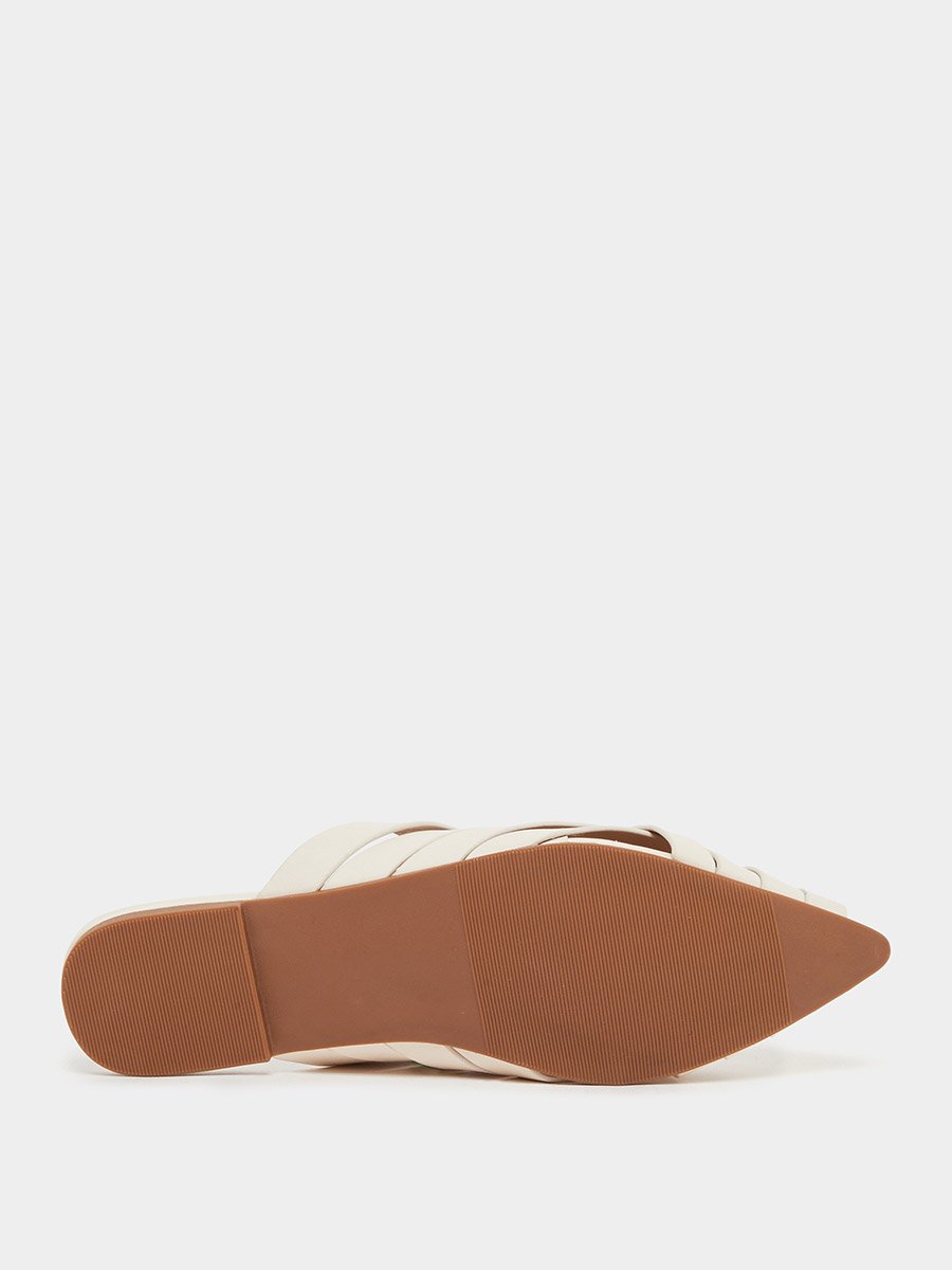 Multi Strap Pointed Toe Slip On Mules