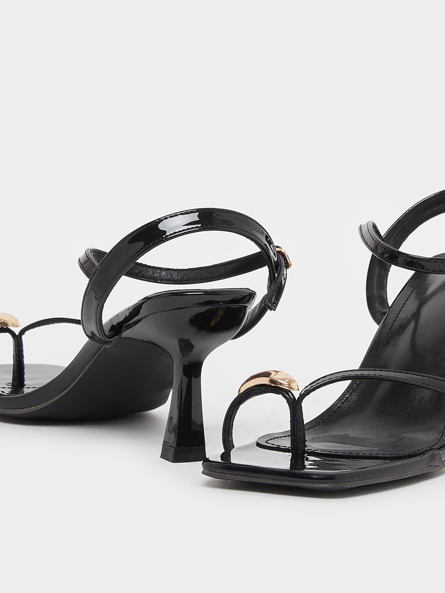 Metal Trim Ankle Strap Stiletto Heel Sandals