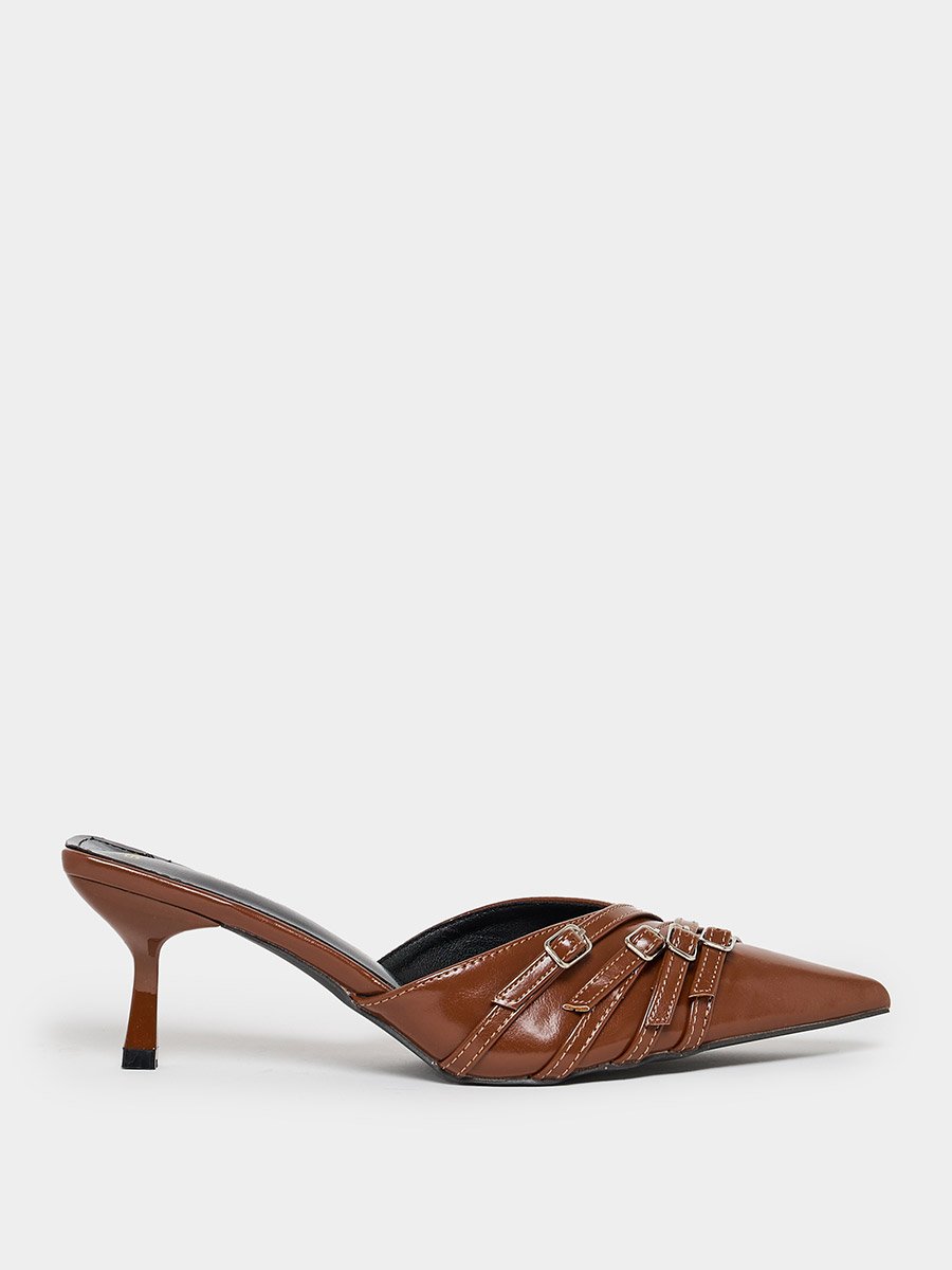 Buckle Strap Detail Pointed Toe Pumps