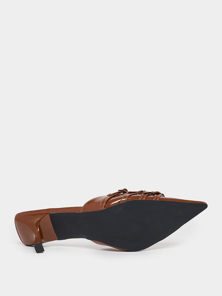 Buckle Strap Detail Pointed Toe Pumps