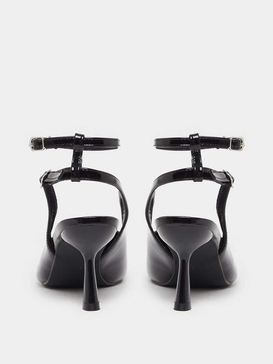 Plain Pointed Toe Ankle Strap Heel Shoes