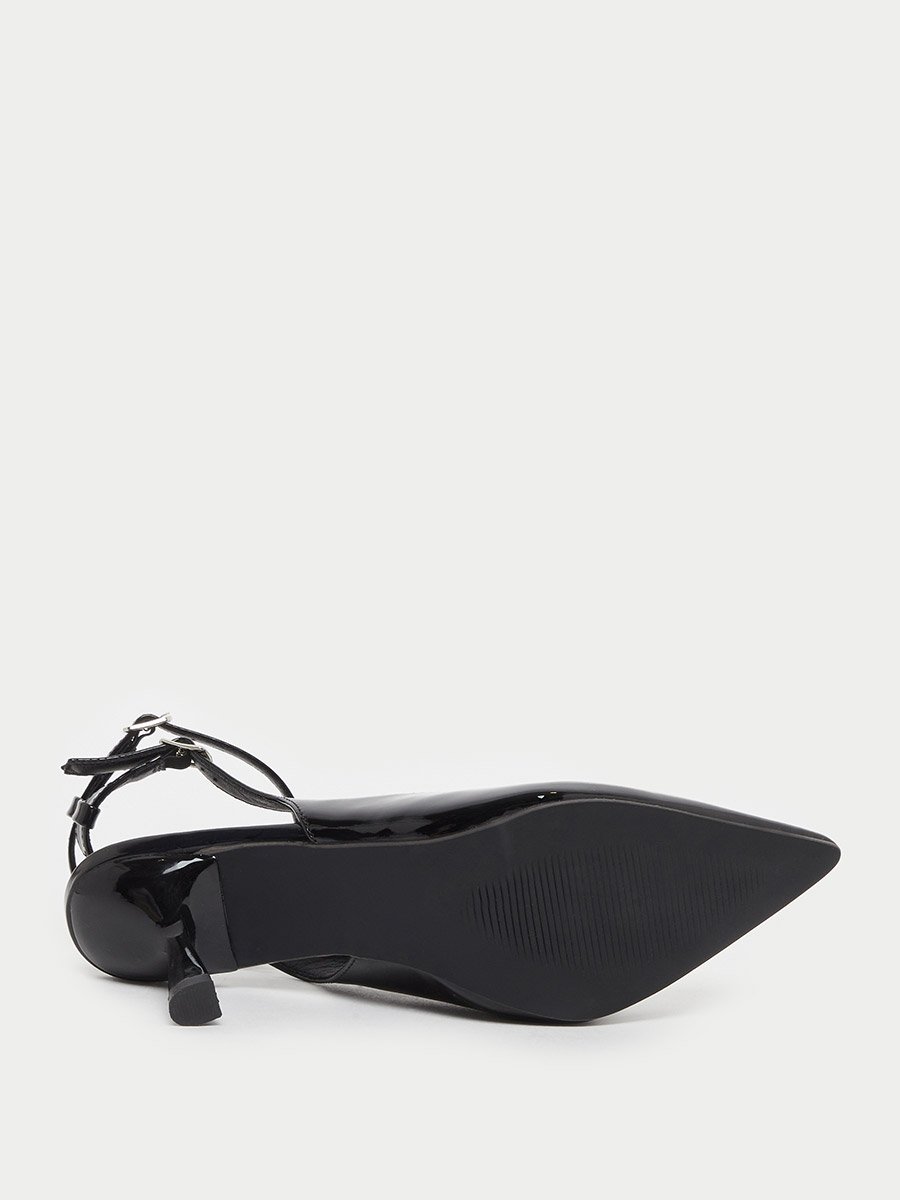 Plain Pointed Toe Ankle Strap Heel Shoes