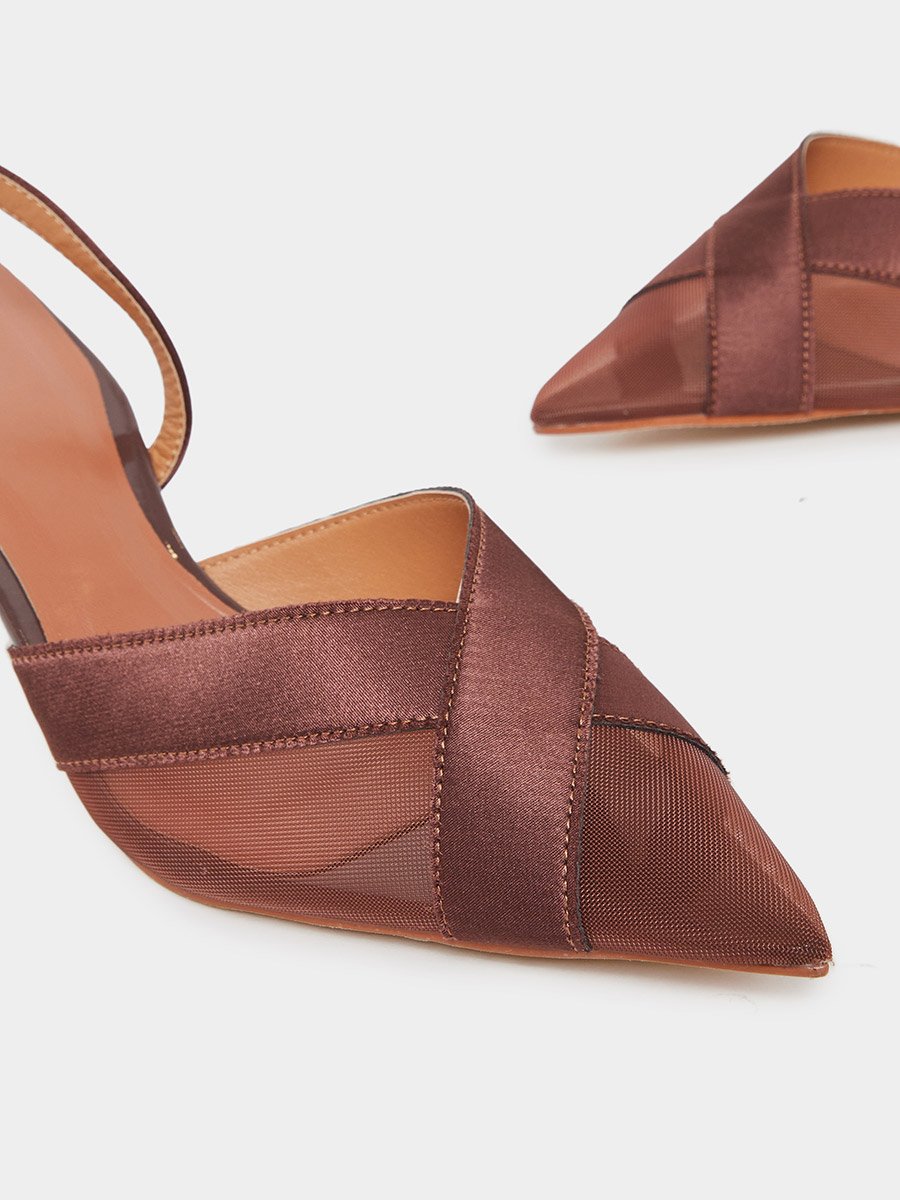 Criss Cross Pointed Toe Back Strap Pumps