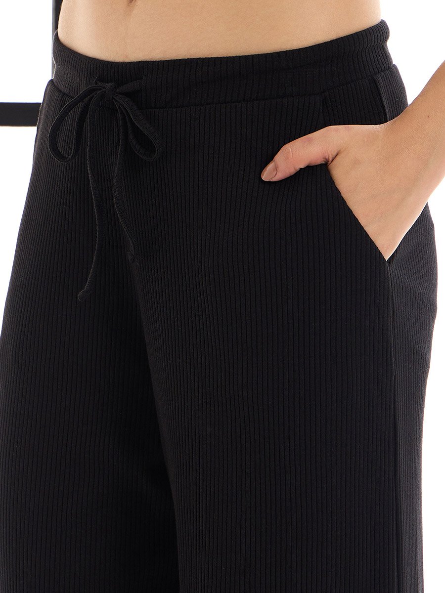 Ribbed Button Placket Shrug and Wide Leg Pants Co-Ords