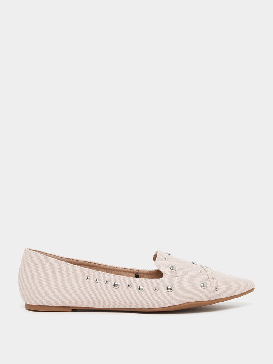 Suede Embellished Slip On Pointed Toe Shoes