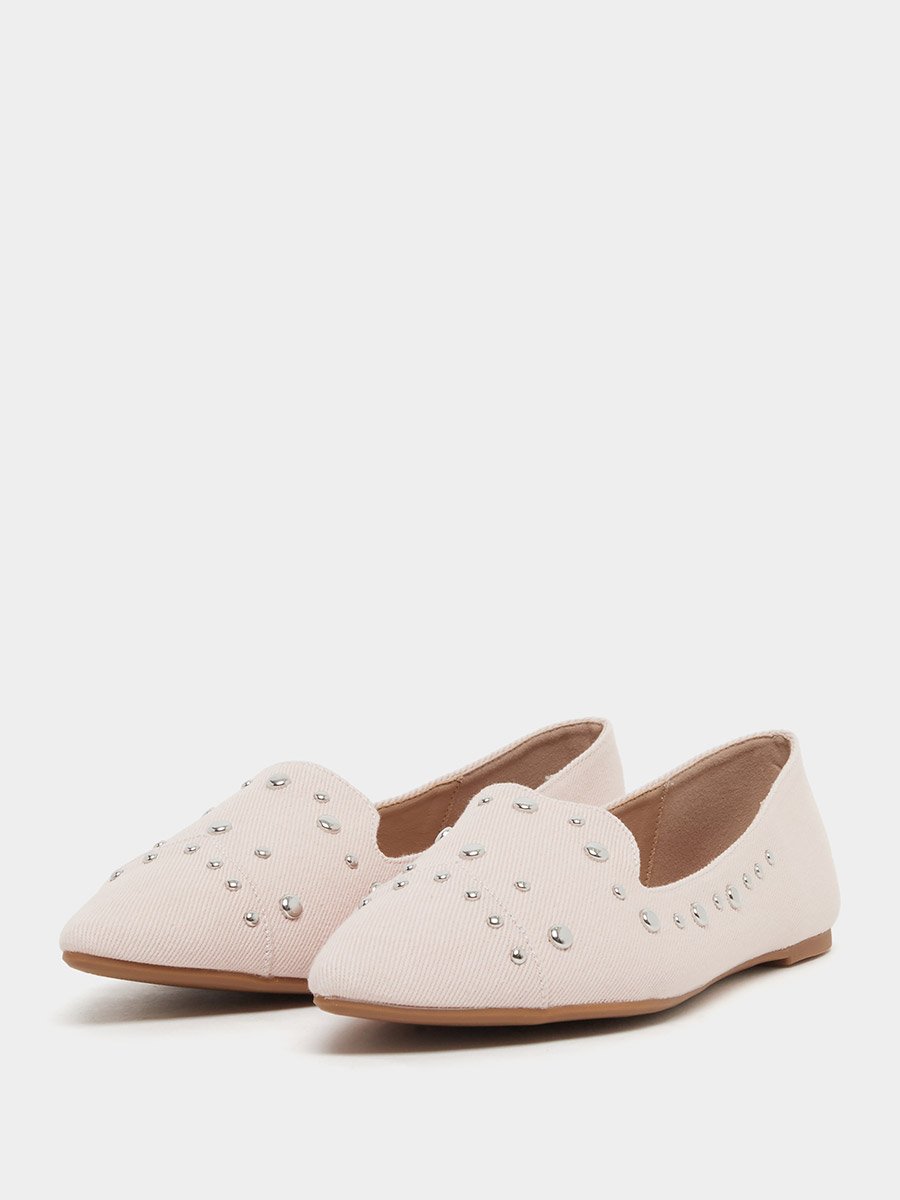 Suede Embellished Slip On Pointed Toe Shoes