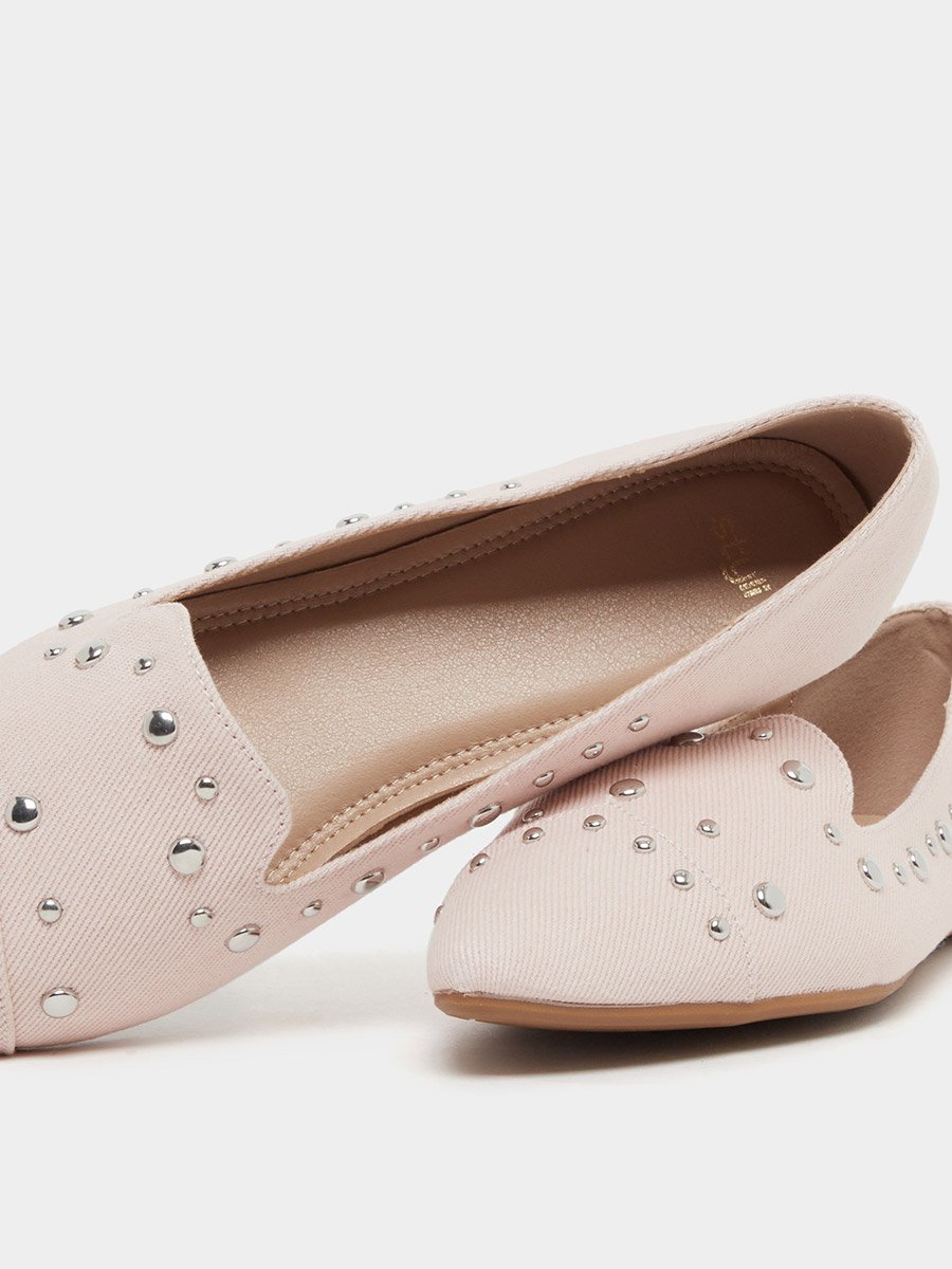 Suede Embellished Slip On Pointed Toe Shoes