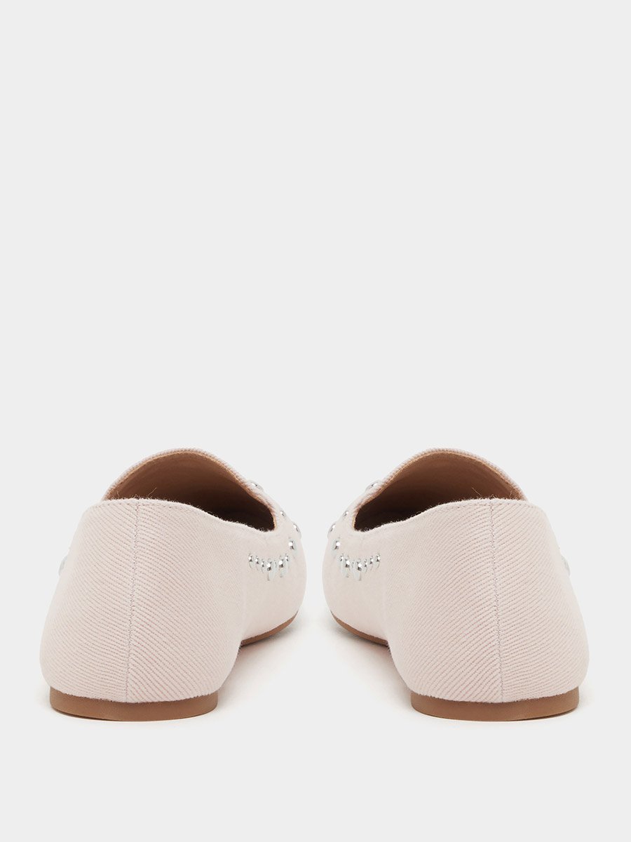 Suede Embellished Slip On Pointed Toe Shoes
