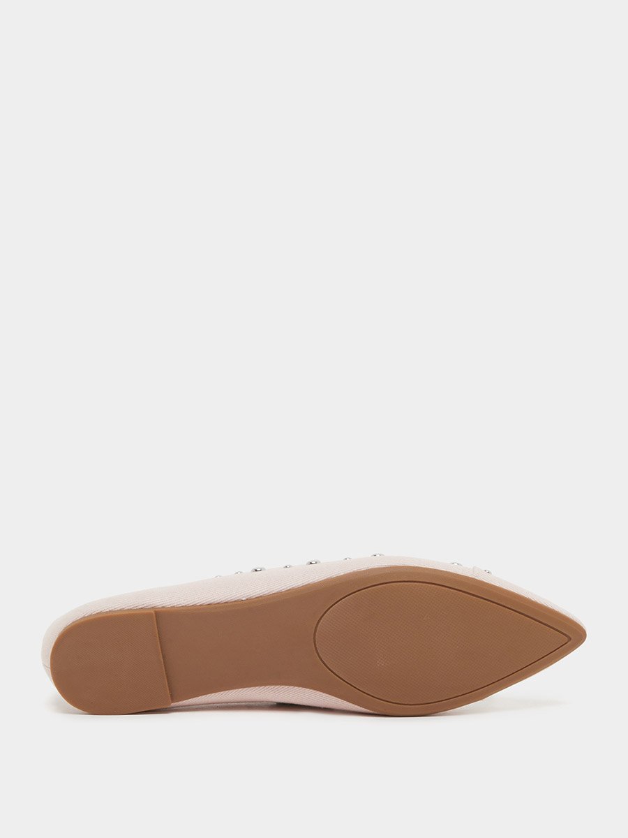 Suede Embellished Slip On Pointed Toe Shoes