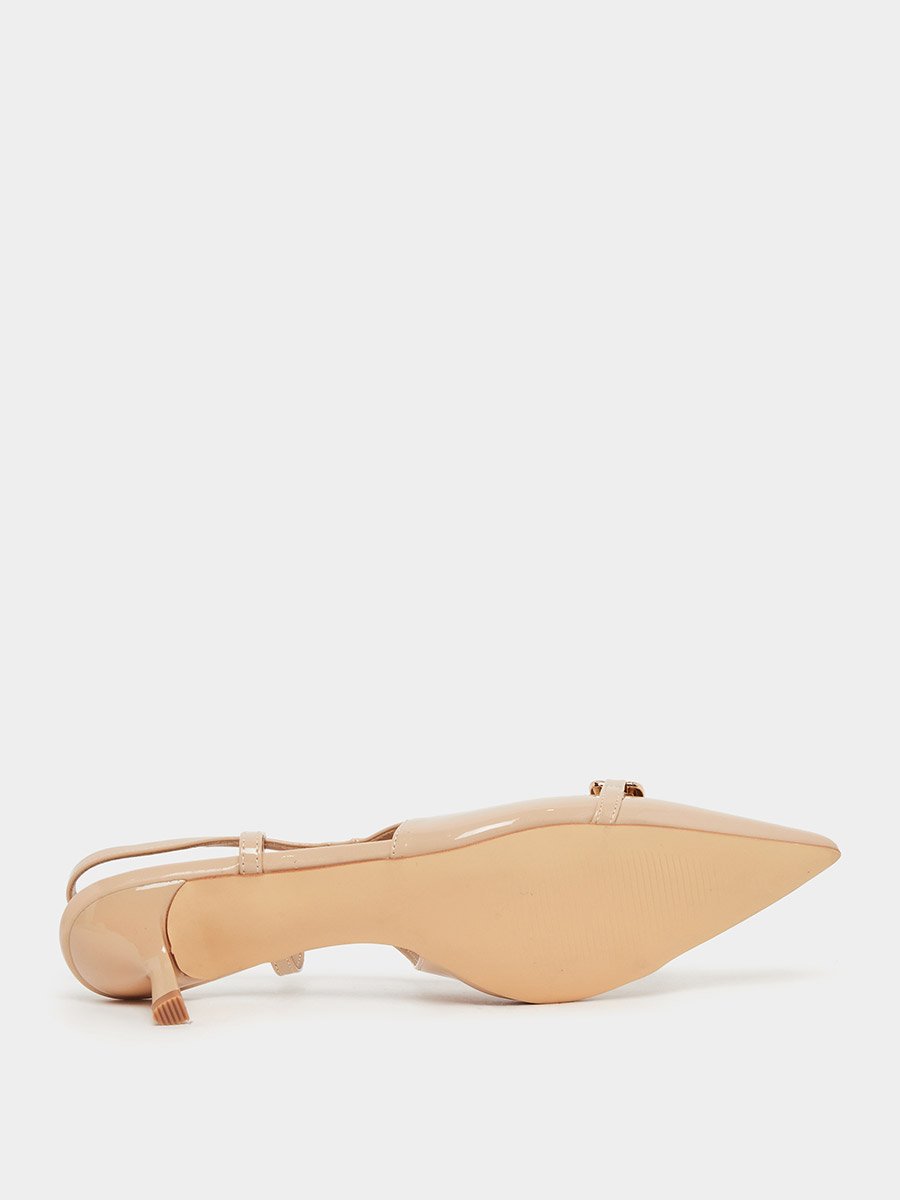Pointed Toe Slingback Metal Buckle Shoes