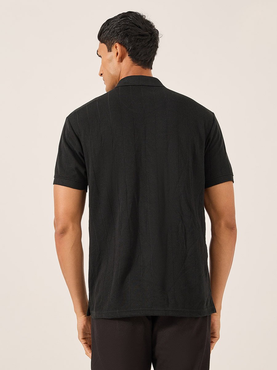 Ribbed Textured Relaxed Fit Polo
