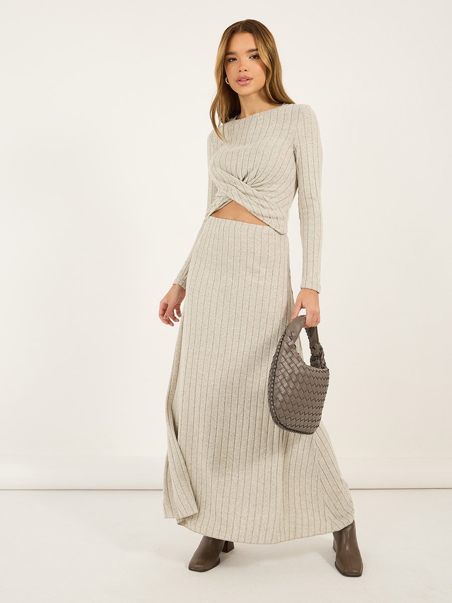 strapless open back dress Mari Knit Long Sleeve Collared Midi Dress main image 1