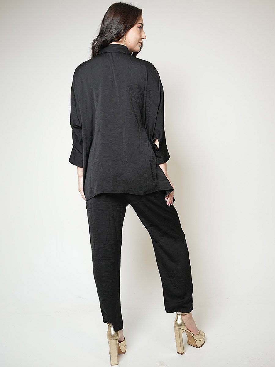 Matte Satin Beaded Shirt and Pants Modest Set