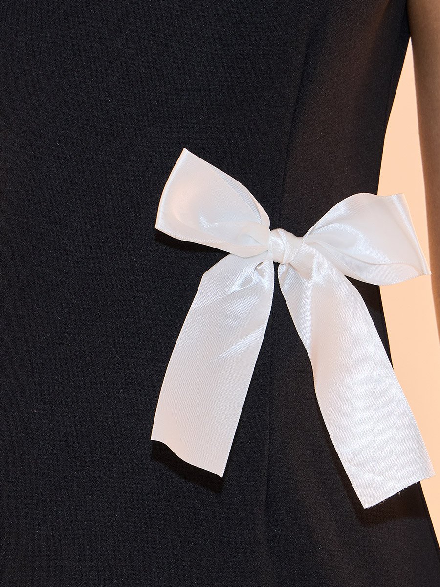 Bow Detail Sleeveless A-Line Midi Dress