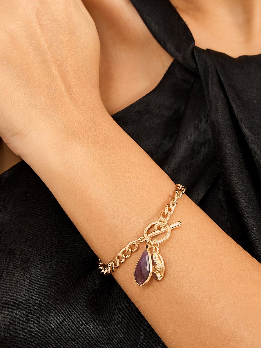 Stone Drop Chain Bracelet