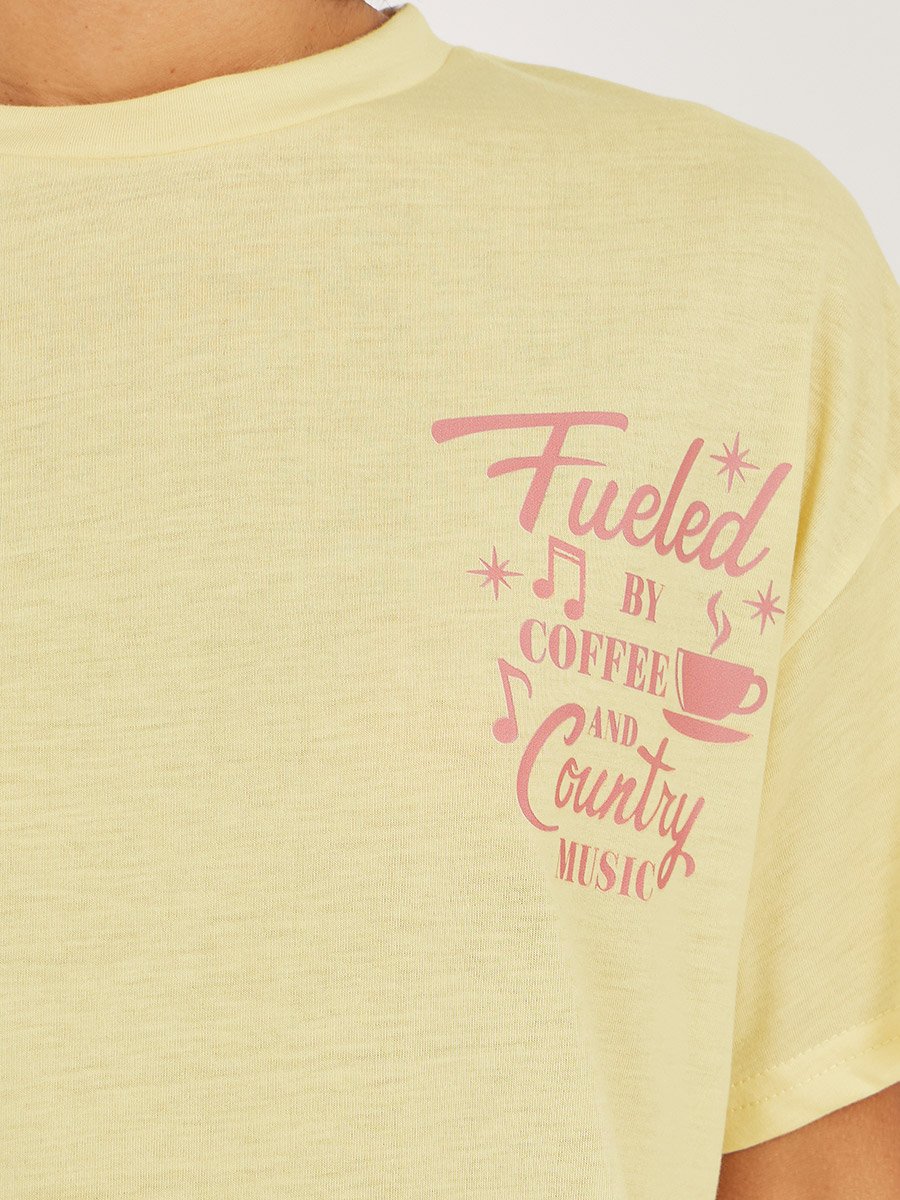Coffee and Country Graphic T-Shirt and Moon Print Pyjama Set