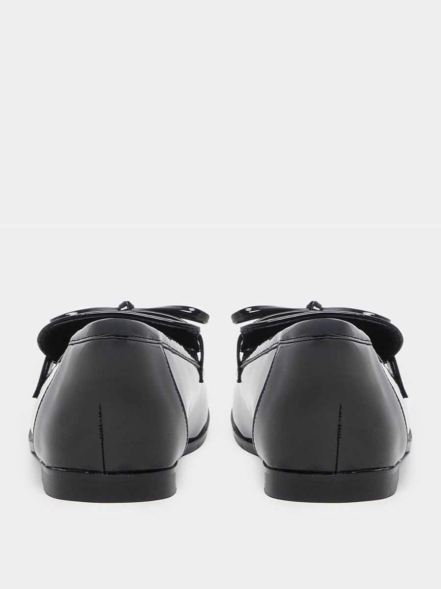 Patent Slip-On Loafers with Bowknot Detail