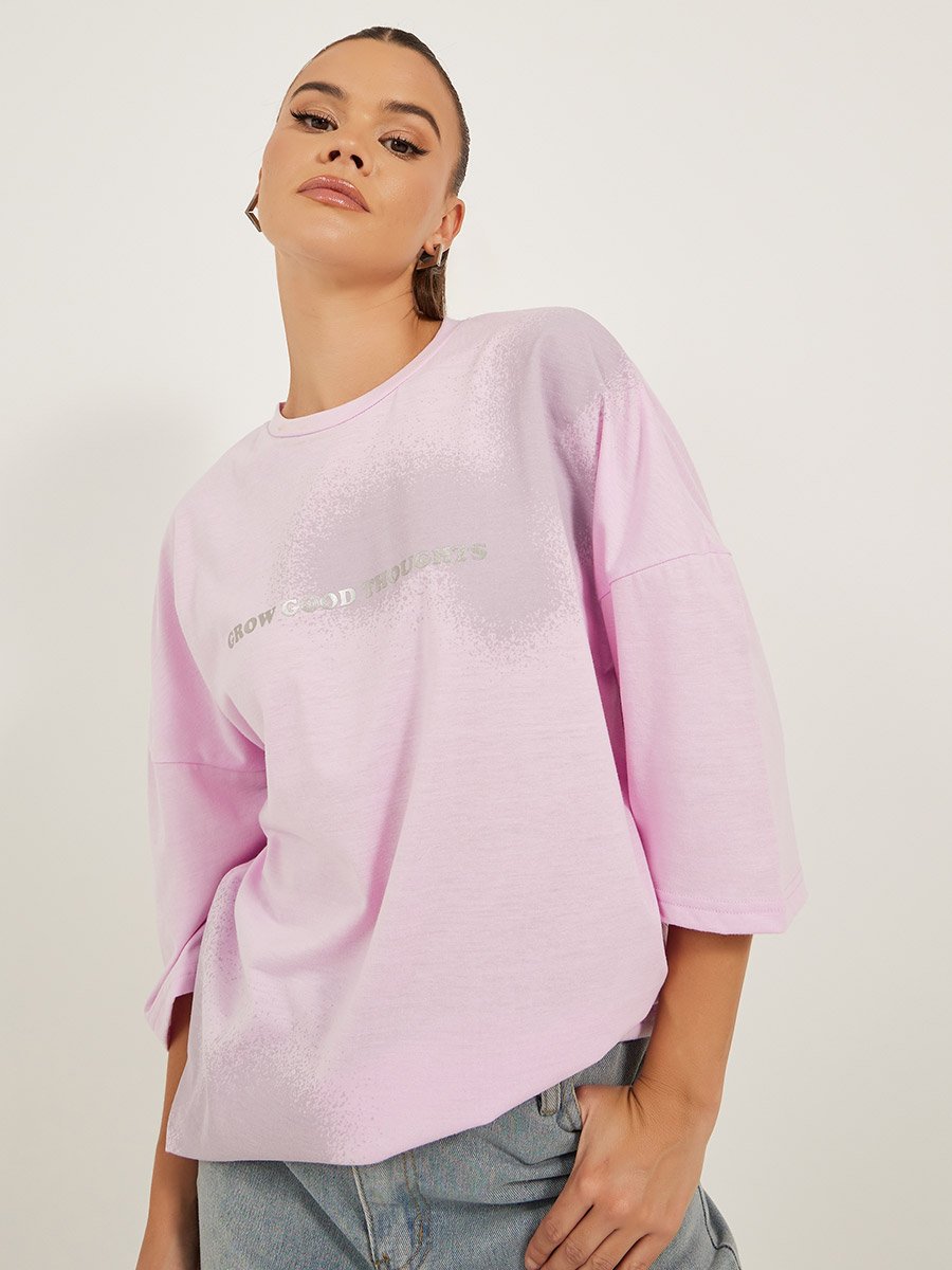 Oversized Graphic Print T-Shirt with Dropped Shoulders