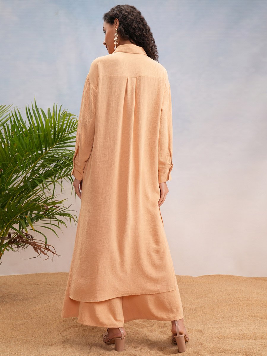 Solid Dropped Shoulder Tunic and Palazzo Pants Co-Ords