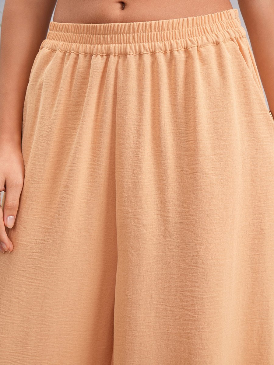 Solid Dropped Shoulder Tunic and Palazzo Pants Co-Ords