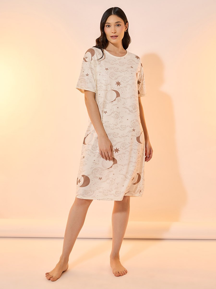 moon t shirt dress The Moon Says Hi Satin T-Shirt Dress S
