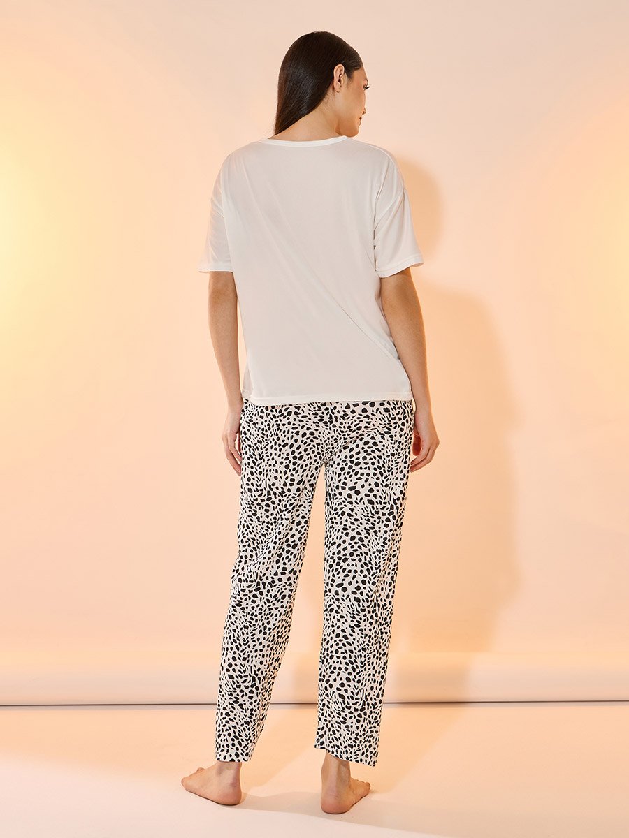 Graphic Print Short Sleeves T-Shirt and Pyjama Set