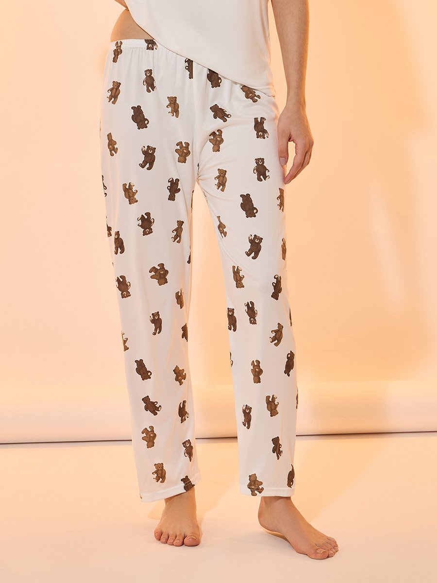 Bear Print Short Sleeves T-Shirt and Pyjama Set