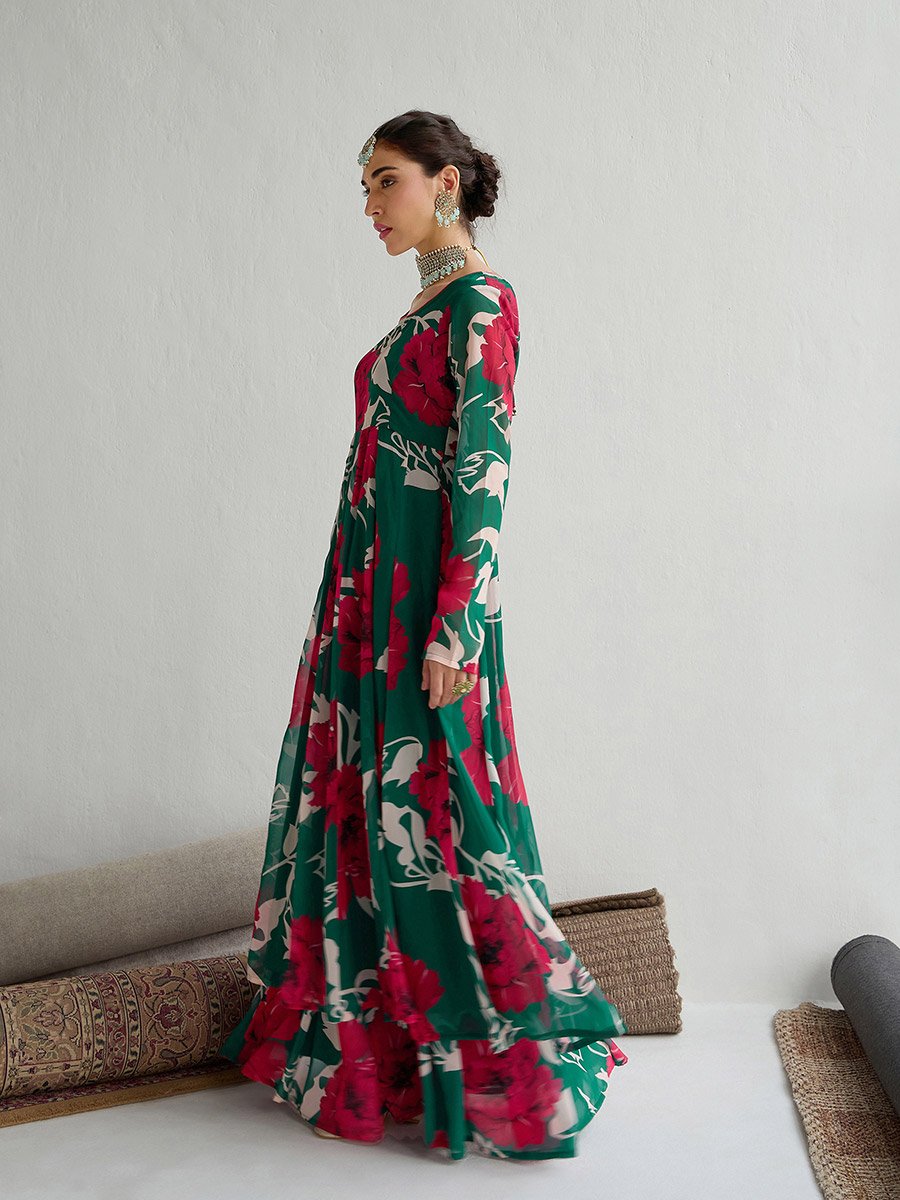 All-Over Floral Print Anarkali Maxi Kurta