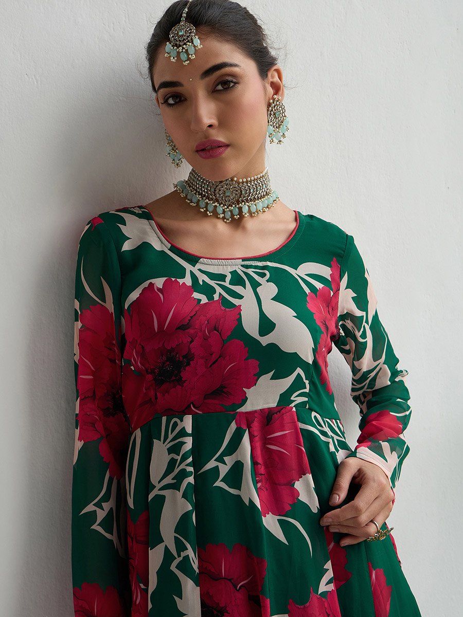 All-Over Floral Print Anarkali Maxi Kurta