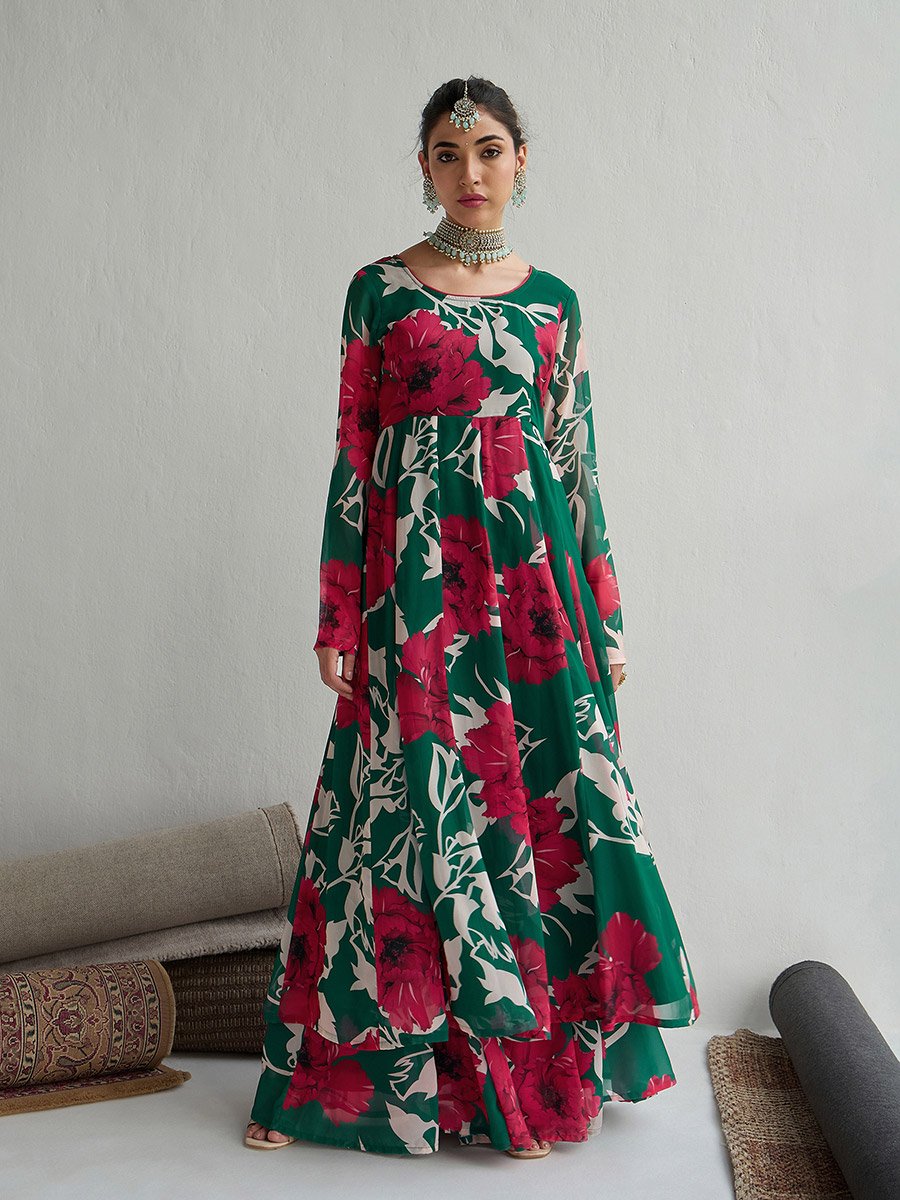 All-Over Floral Print Anarkali Maxi Kurta For Women at Bahrain | Styli