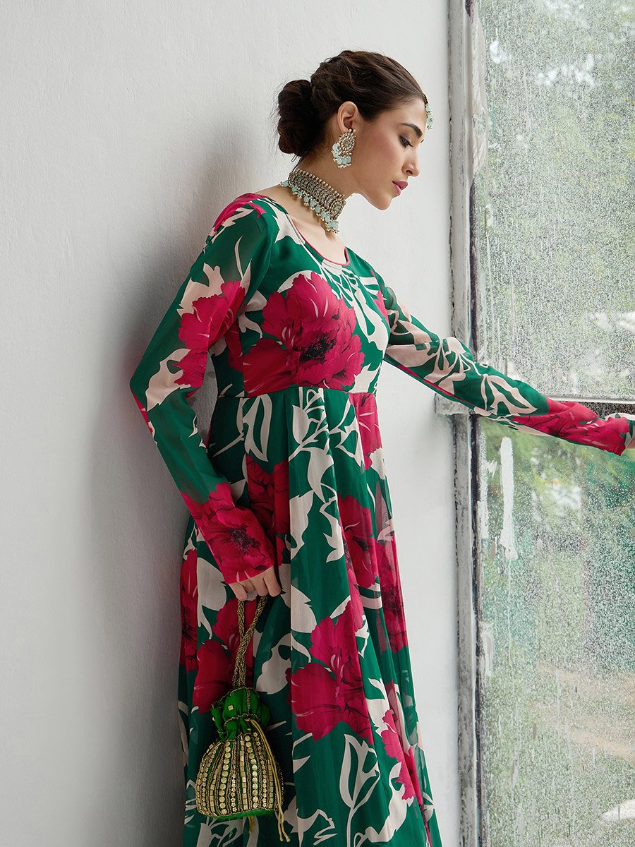 All-Over Floral Print Anarkali Maxi Kurta