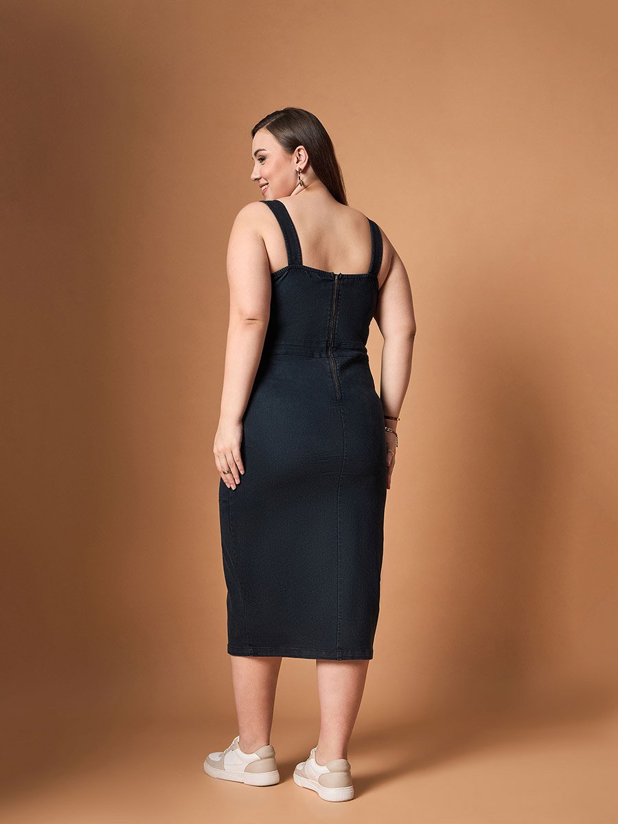 bodycon plus size denim dress Aurora Denim Dress- Curve 1X / Denim