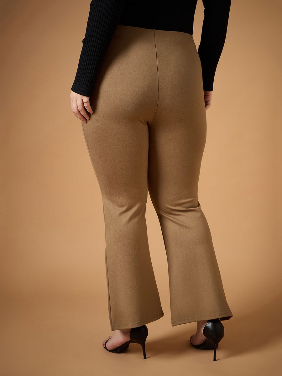 Plus Size Front Slit Detail Flared Pants