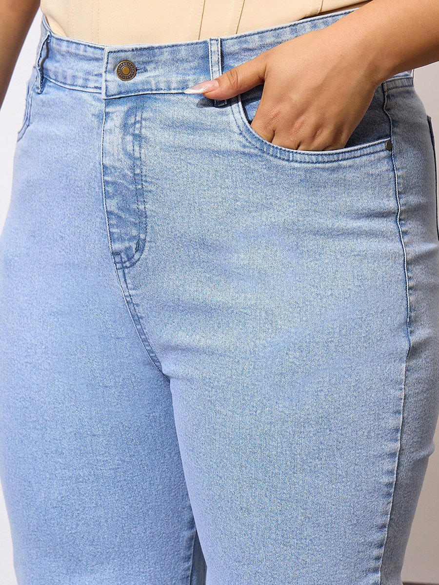 Plus Size Acid Wash Mom Fit Jeans
