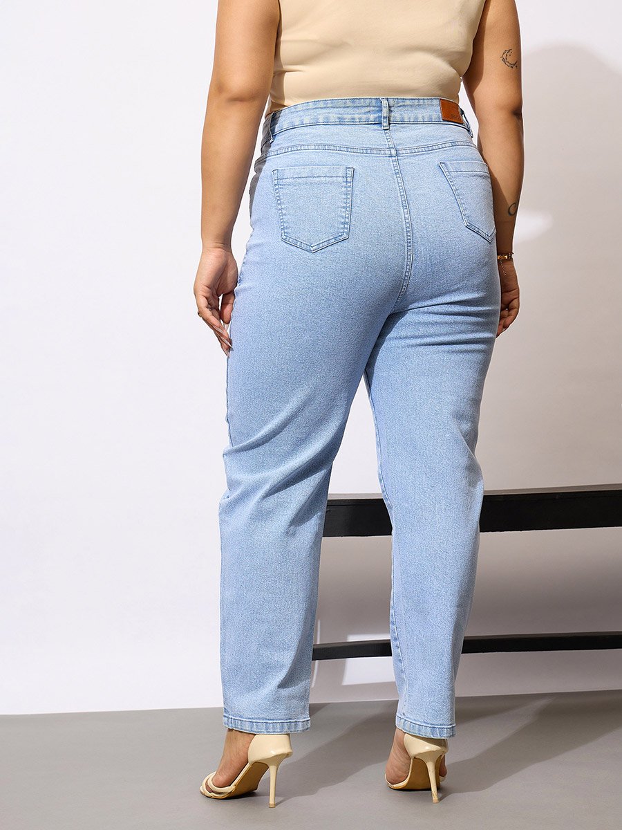 Plus Size Acid Wash Mom Fit Jeans