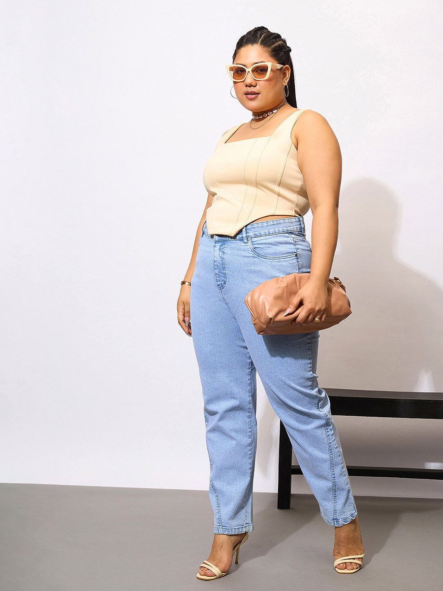 Plus Size Acid Wash Mom Fit Jeans