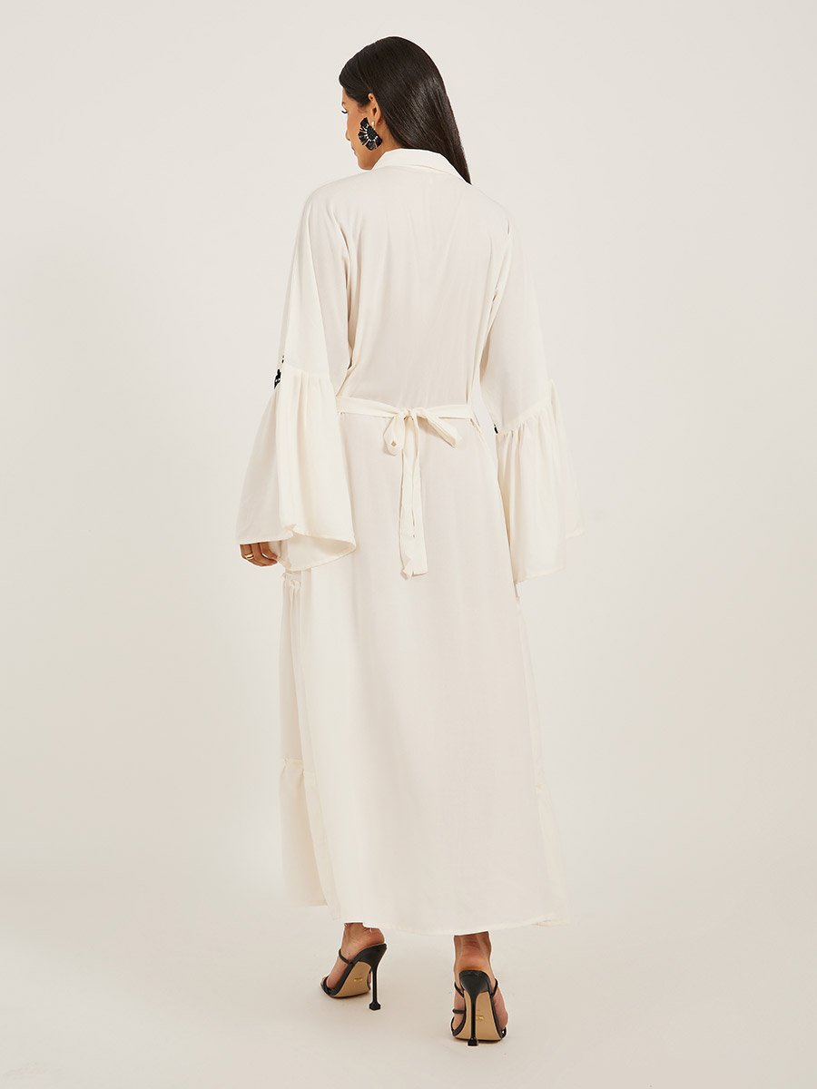 Embroidered Angel Sleeve A-Line Tiered Kaftan