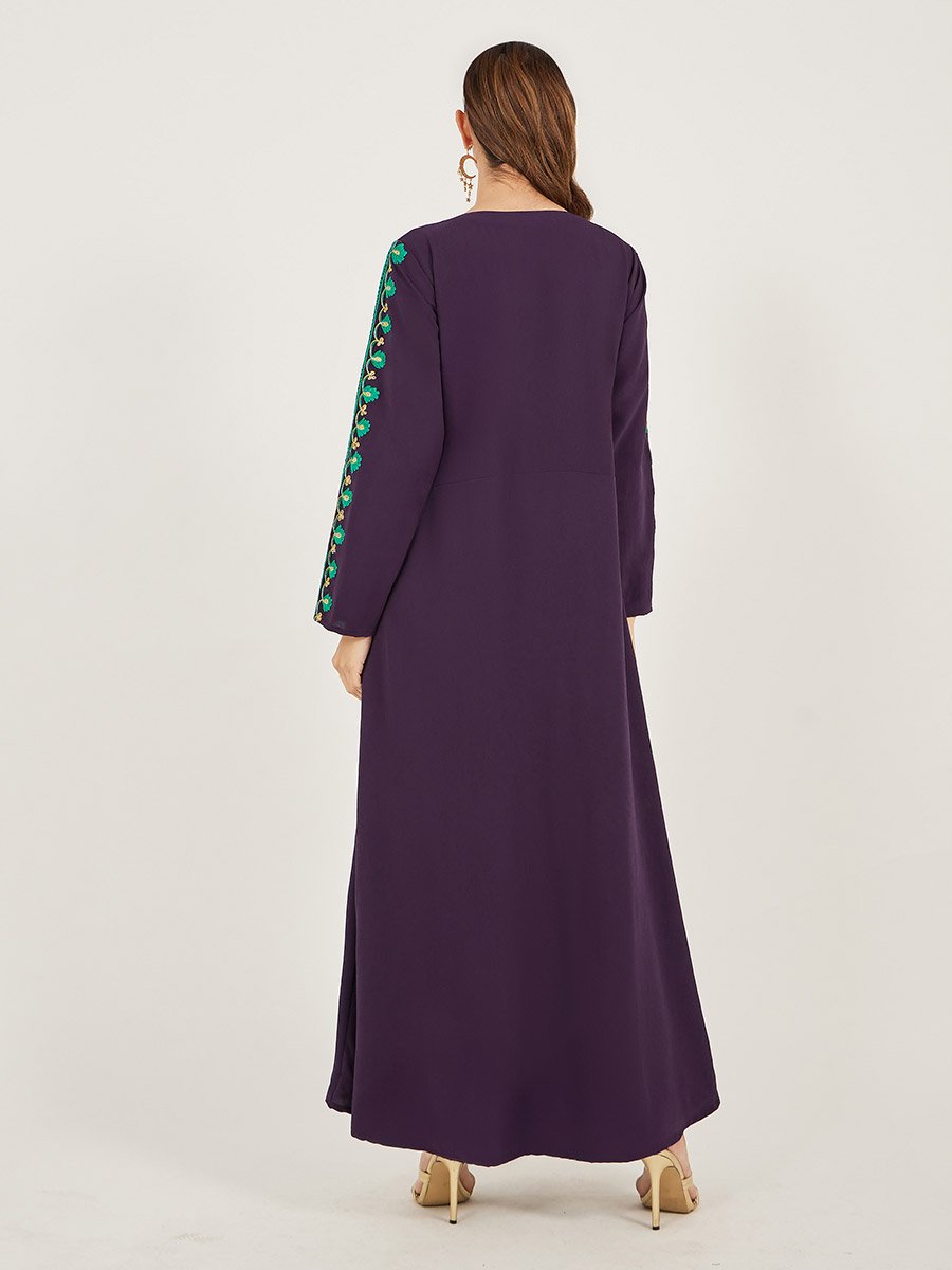 Embroidered A-Line Jalabiya with Tie Detail