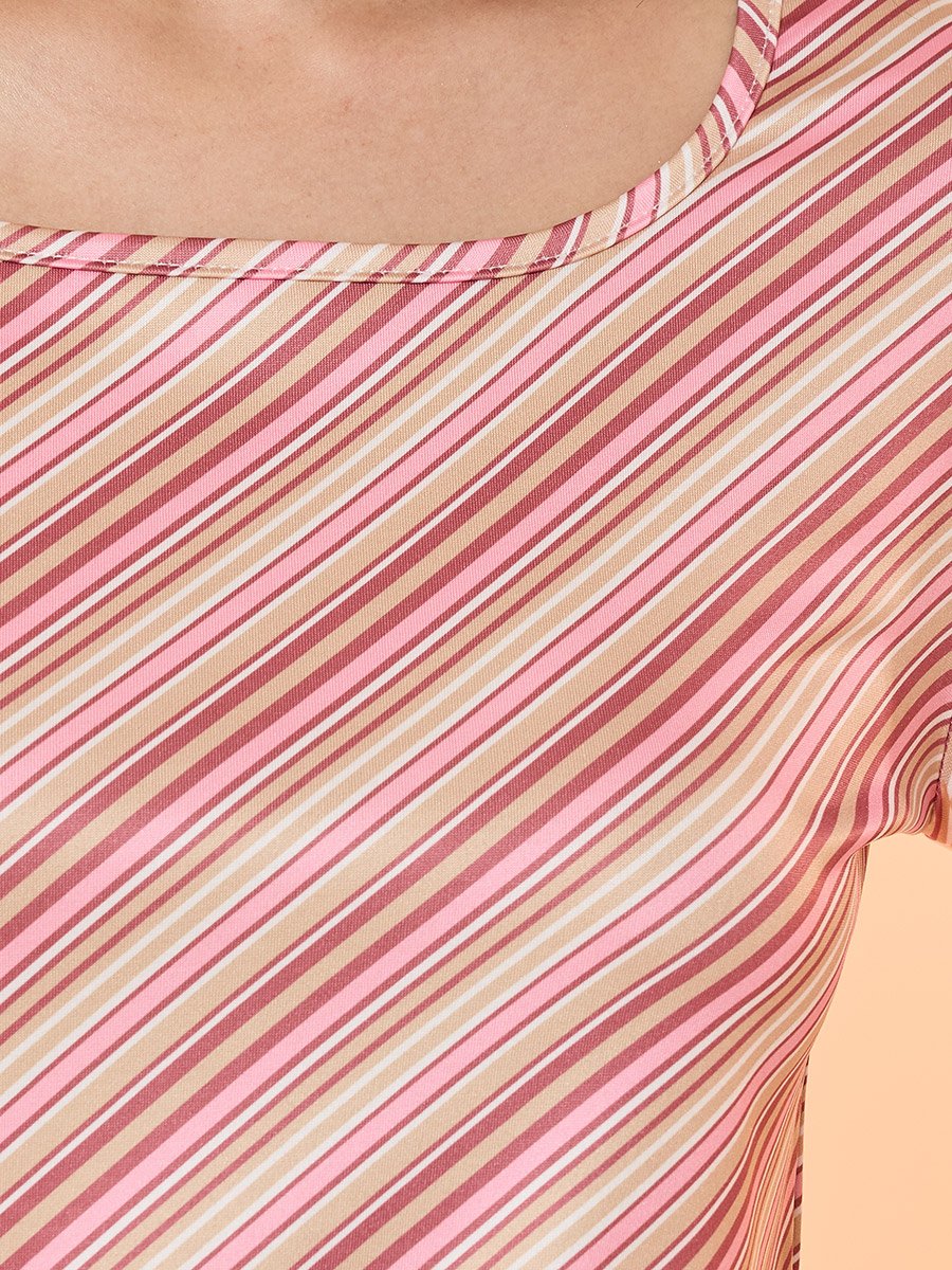 Striped Round Neck Long Sleeve Knit Top