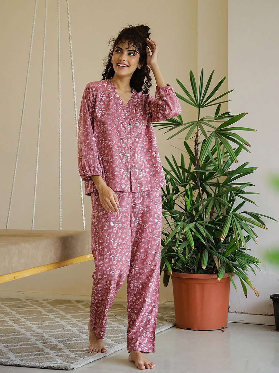 All Over Printed Cotton Shirt and Pyjama Set