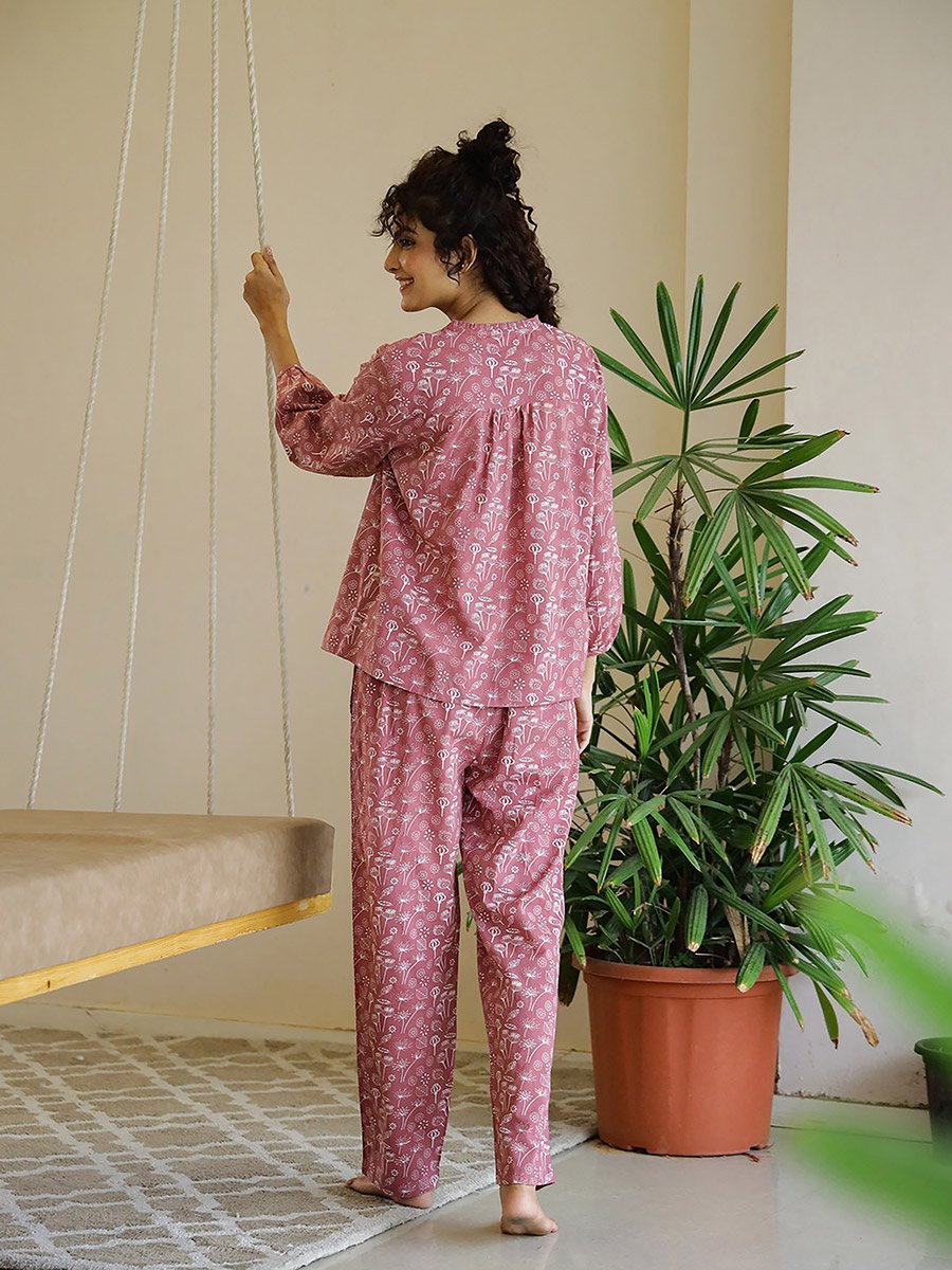 All Over Printed Cotton Shirt and Pyjama Set
